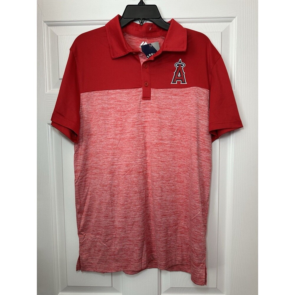 Size L Los Angeles Angels Polo Shirt Mens Red MLB Baseball Short Sleeve NEW